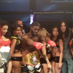 Jerome Mickle with ring girls<br/>
